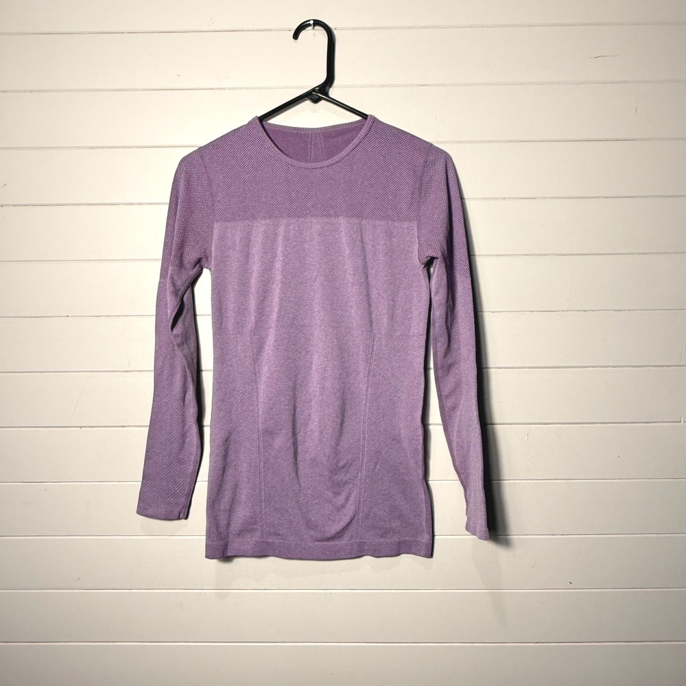 Fabletics Seamless Long Sleeve Training Top Women S Purple Mesh Performance